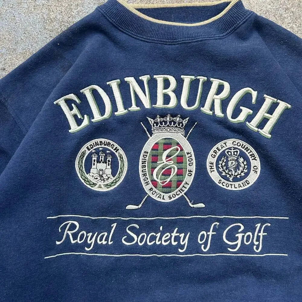 Vintage Edinburgh Golf Ringer Crewneck Sweatshirt Y2K